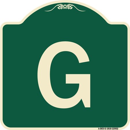 SIGNMISSION Designer Series Sign W/ Letter G, Green & Tan Heavy-Gauge Aluminum Sign, 18" x 18", G-1818-22952 A-DES-G-1818-22952